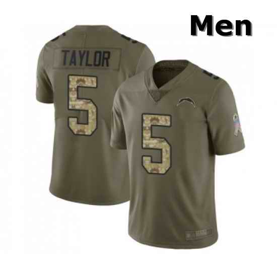 Men Los Angeles Chargers 5 Tyrod Taylor Limited Olive Camo 2017 Salute to Service Football Jersey